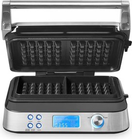 Гофретник Gastroback Advanced Control, 1600W, 220 мл, 7 степени на изпичане, Двойни нагреватели, Дълбоки плочи, Таймер, Защита от преливане, Сребрист