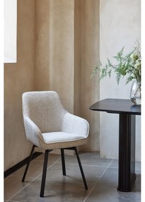 Светлосив тапициран трапезен стол с подлакътници Alma – Unique Furniture