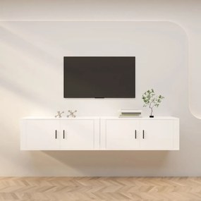 3188366 vidaXL ТВ шкафове със стенен монтаж, 2 бр, бели, 100x34,5x40 см