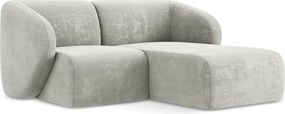 Светлосив шенилов ъглов диван (десен ъгъл) Lani – Makamii