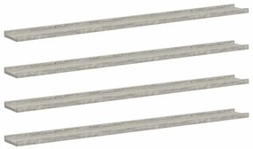 326708 vidaXL Стенни рафтове, 4 бр, бетонно сиви, 115x9x3 см