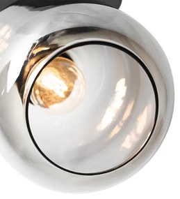 Дизайнерски таванен прожектор черен със злато и опушено стъкло - Zuzanna