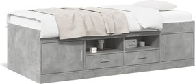 3280254 vidaXL Дневно легло с чекмеджета, без матрак, бетонно сив, 90x190 см