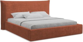 Теракотено двойно легло 160x200 cm тапицирано с място за съхранение с включена подматрачна рамка Esala – Makamii