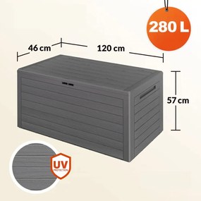 Градинска кутия за съхранение WOODY 280 л - сива, водоустойчива, с възможност за заключване