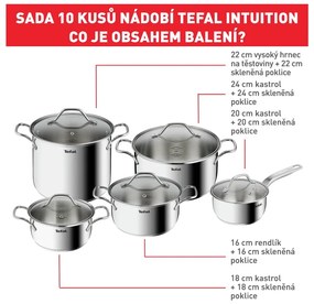 Комплект съдове от неръждаема стомана 10 бр. Intuition - Tefal