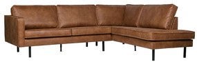 Кафяв ъглов диван от изкуствена кожа (десен ъгъл/L форма) Rodeo – WOOOD