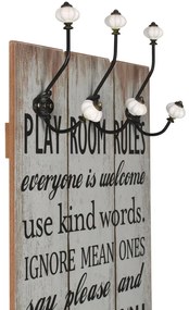 Закачалка за дрехи с 6 куки, 120х40 см, "THANK YOU"