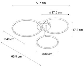 Плафон черен с LED 3-степенна димируема 3-светлина - Joaniqa