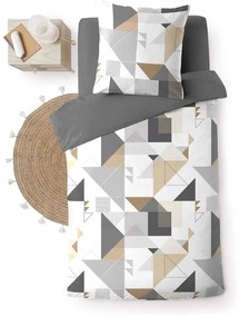 Бяло-сиво единично спално бельо от микрофибър 140x200 cm Trigone – douceur d'intérieur