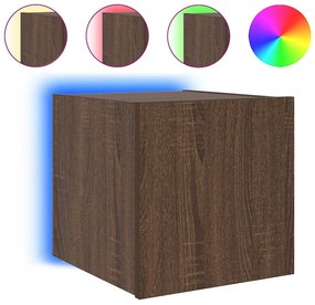 837230 vidaXL Стенен ТВ шкаф с LED осветление, кафяв дъб, 30,5x35x30 см