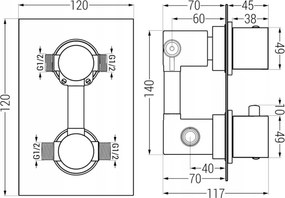 Mexen Cube DR02 вграден душ комплект с душ пита 25 см, златно - 77502DR0225-50
