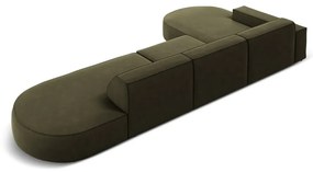 Ъглов диван от зелено кадифе (ляв ъгъл) Jodie - Micadoni Home