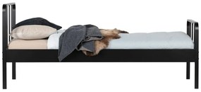 Черно метално единично легло с решетка 90x200 cm Mees - WOOOD