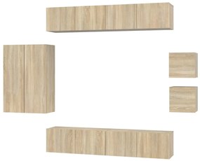 3114488 vidaXL Комплект ТВ шкафове от 8 части, сонома дъб, инженерно дърво