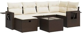 3325499 vidaXL Градински комплект с възглавници, 7 части, кафяв, полиратан