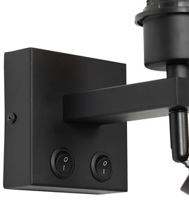 Модерен стенен аплик черен с лампа за четене - Brescia