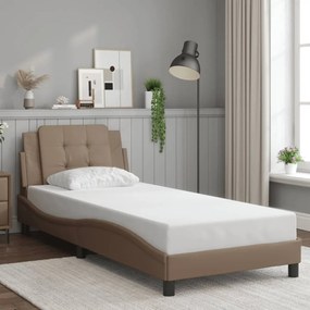 3208167 vidaXL Рамка за легло с табла, капучино, 100x200 см, изкуствена кожа