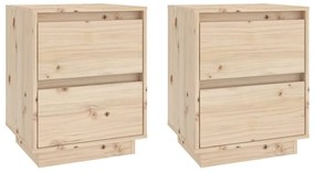 813316 vidaXL Нощни шкафчета, 2 бр, 40x35x50 см, борово дърво масив