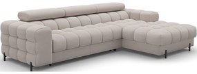 Бежов кадифен разтегателен ъглов диван с място за съхранение (десен ъгъл) Felro – ELTAP