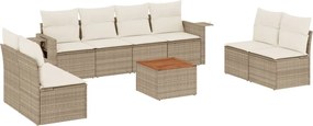 3224525 vidaXL Градински комплект диван с възглавници 9 части бежов полиратан