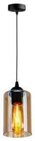 Черна висяща лампа със стъклен абажур ø 10 cm Bistro - Candellux Lighting