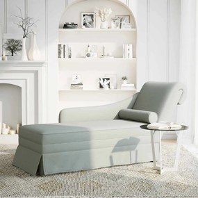 4009782 vidaXL Кушетка с болстер и десен подлакътник, светлосив, кадифе