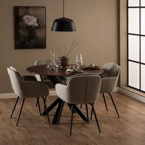 Бежов тапициран трапезен стол с подлакътници Dora – Actona