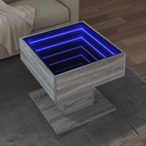 Sonata H Маса за кафе с LED, сив сонома, 50x50x45 см, инженерно дърво