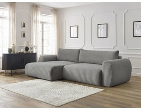 Тъмносив разтегателен ъглов диван от рипсено кадифе (ляв ъгъл) Lucien – Bobochic Paris