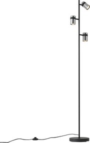 Модерна подова лампа черна с димно стъкло 3 светлини - Gianni
