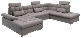 Сив разтегателен ъглов диван с място за съхранение (десен ъгъл/U форма) Merkur – Ropez