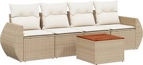 3224882 vidaXL Градински комплект диван с възглавници 5 части бежов полиратан