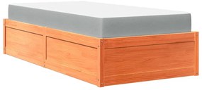 3281945 vidaXL Легло с матрак, восъчнокафяво, 90x200 см, бор масив