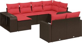 3261294 vidaXL Градински комплект диван с възглавници 10 части кафяв полиратан