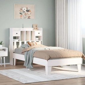3308853 vidaXL Рамка за легло без матрак, бял, 90x200 см, бор масив