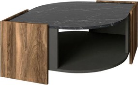 Меламиново кафе маса Marbel в орехов - черен мраморен ефект цвят 75x75x40см.
