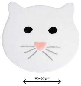 Бяла постелка за баня Cat, ⌀ 90 cm - Foutastic