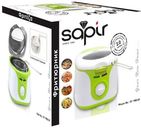 Фритюрник SAPIR SP-1980-DF, 1300W, 2 литра, Фиксиран съд с незалепващо покритие, GS Сертификат