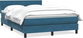 3316405 vidaXL Боксспринг легло с матрак, тъмносиньо, 140x210 cm, кадифе