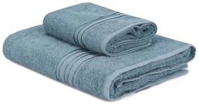 Сини памучни кърпи и хавлии за баня в комплект от 2 Dora - Foutastic