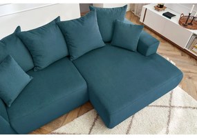 Син кадифен ъглов диван Enjoy – Bobochic Paris