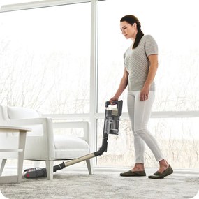 Вертикална прахосмукачка Shark Stratos True Pet Flexology IZ400EUT, 309W, 0.7L, Автономия 60 мин, Clean Sense IQ, Pet Pro, LED, Powerfins, Тъмносив/шампанско