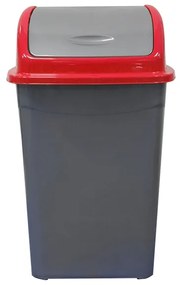 Planet Кош за отпадъци, люлеещ, пластмасов, с червен капак, 50 L