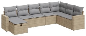 3325435 vidaXL Градински диван с възглавници, 8 части, бежов полиратан