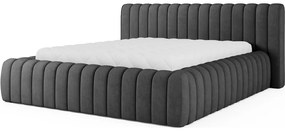 Тъмносиво двойно легло 180x200 cm тапицирано с място за съхранение с включена подматрачна рамка Carilla – ELTAP