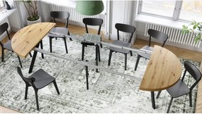 ЕКСПАНСО Дъб Артисан/черни крака - ГОЛЯМА КРЪГЛА МАСА Ø110 РАЗТЕГАТЕЛНА ДО 310 cm С КРАКА Y ЛОФТ/ИНДУСТРИАЛНА
