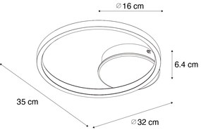 Модерна таванна лампа черна с дърво, включва LED 3-степенно димиране - Alec