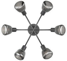 Черно осветително тяло за таван със стъклен абажур Tarifa – Trio