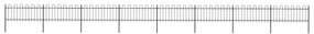 Градинска ограда с извити върхове, стомана, 13,6x0,8 м, черна